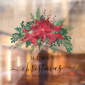 Feestelijke Rode Poinsettia Bloemen Vrolijk Kerstf Raamsticker (Vel 2)