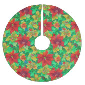 Feestelijke rode poinsettia bloemenpatroon kerstboom rok (Voorkant)