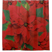 Feestelijke Rode Poinsettia Douchegordijn (Voorkant)