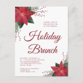 Feestelijke rode poinsettia kerst brunch uitnodigi briefkaart (Voorkant)