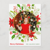 Feestelijke Rode Poinsettia Kerst Kinder Foto Feestdagenkaart (Voorkant)