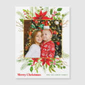 Feestelijke Rode Poinsettia Kerst Kinder Fotomagne (Voorkant)