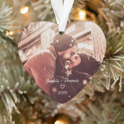 Feestelijke Rode Poinsettia Kerstbloem Foto Ornament (Boom)