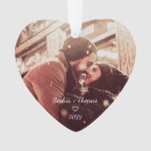 Feestelijke Rode Poinsettia Kerstbloem Foto Ornament (voorkant)