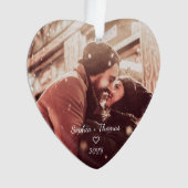 Feestelijke Rode Poinsettia Kerstbloem Foto Ornament (voorkant)