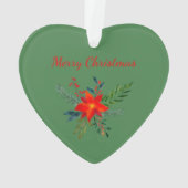 Feestelijke Rode Poinsettia Kerstbloem Foto Ornament (achterkant)