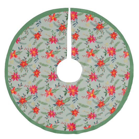 Feestelijke rode Poinsettia Kerstbloem Kerstboom Rok (Voorkant)