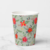 Feestelijke rode Poinsettia Kerstbloem Papieren Bekers (Achterkant)