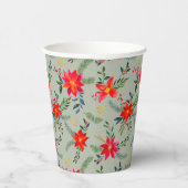 Feestelijke rode Poinsettia Kerstbloem Papieren Bekers (Rechts)