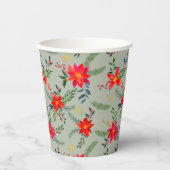 Feestelijke rode Poinsettia Kerstbloem Papieren Bekers (Voorkant)