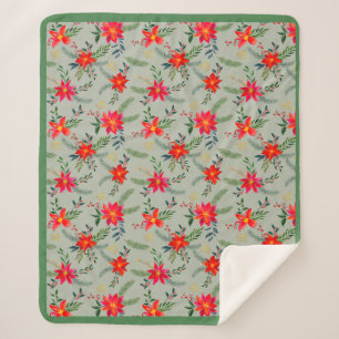 Feestelijke rode Poinsettia Kerstbloem Sherpa Deken
