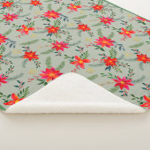 Feestelijke rode Poinsettia Kerstbloem Sherpa Deken (3/4)