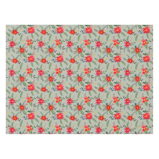 Feestelijke rode Poinsettia Kerstbloem Tafelkleed (Voorkant (Horizontaal))