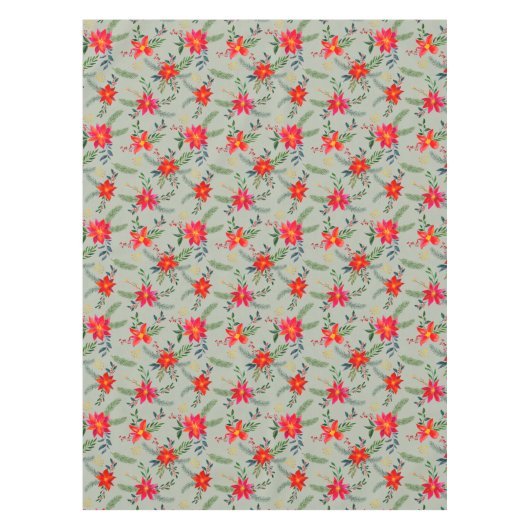 Feestelijke rode Poinsettia Kerstbloem Tafelkleed (Voorkant)