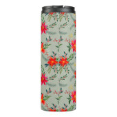 Feestelijke rode Poinsettia Kerstbloem Thermosbeker (Achterkant)