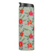 Feestelijke rode Poinsettia Kerstbloem Thermosbeker (Geroteerd rechts)