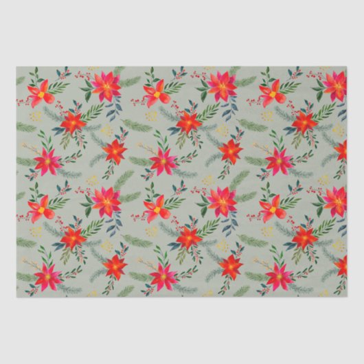Feestelijke rode Poinsettia Kerstbloem Tissuepapier (Voorkant)