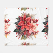 Feestelijke Rode Poinsettia Kerstbloemen Fleece Deken (Voorkant (Horizontaal))