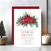 Feestelijke rode poinsettia kerstbrunch kaart