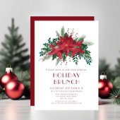 Feestelijke rode poinsettia kerstbrunch kaart