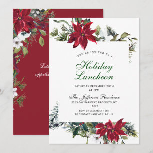 Feestelijke rode poinsettia kerstvakantie lunch kaart