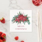 Feestelijke rode poinsettia Vrolijk kerstfeest Servet (Insitu)