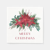 Feestelijke rode poinsettia Vrolijk kerstfeest Servet (Voorkant)