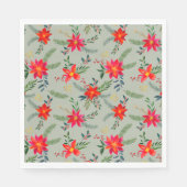 Feestelijke rode pointsettia bloemige Waterverf. Servet (Voorkant)