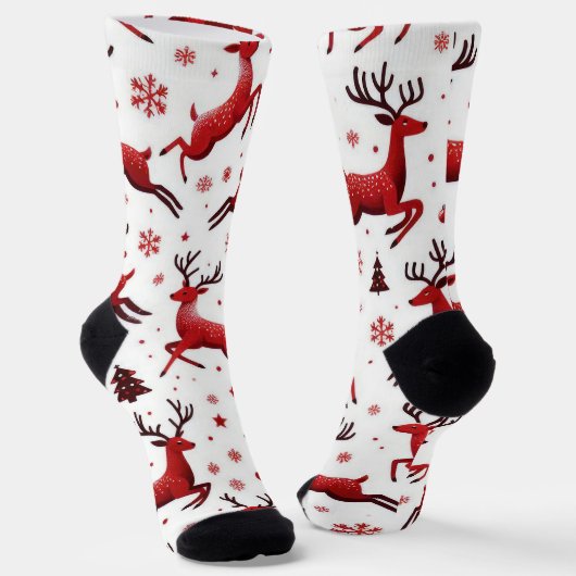Feestelijke rode rendier kerst Sokken (Gebogen)