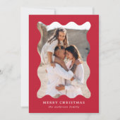 Feestelijke rode retro Lijst vrolijke kerstfoto Feestdagenkaart (Voorkant)