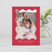 Feestelijke rode retro Lijst vrolijke kerstfoto Feestdagenkaart (Staand voorkant)