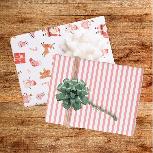 Feestelijke Rode Roze Kerstmis Inpakpapier Vel