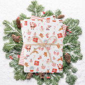 Feestelijke Rode Roze Kerstmis Inpakpapier Vel