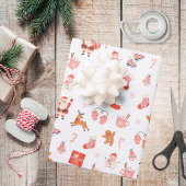Feestelijke Rode Roze Kerstmis Inpakpapier Vel