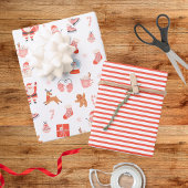 Feestelijke Rode Roze Kerstmis Inpakpapier Vel