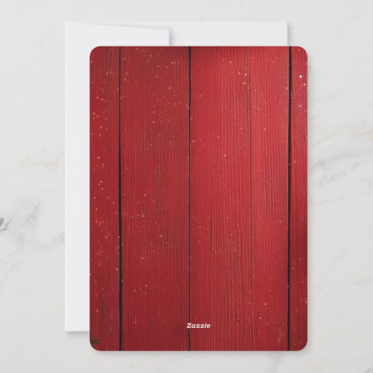 Feestelijke rode rustieke kerstfoto feestdagenkaart (Achterkant)