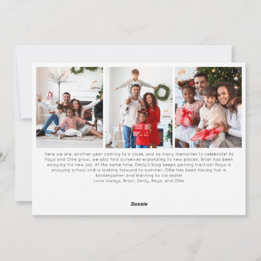 Feestelijke rode script Vrolijk Kerstfeest Acht Fo Feestdagenkaart (Achterkant)