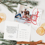 Feestelijke rode script Vrolijk Kerstfeest Volledi Feestdagenkaart<br><div class="desc">Vier het seizoen met dit feestelijke rode script Vrolijk kerstfeest vol foto vakantie briefkaart met een vleugje elegante charme. Het chique ontwerp toont een eenvoudig rood-wit kleurenpalet, dat de gezellige sfeer van de winter oproept. De moderne en unieke aantrekkingskracht en rustieke bewoording creëer zorgt voor een perfecte balans tussen seizoensgebonden...</div>