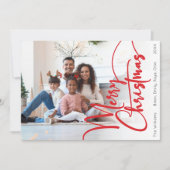 Feestelijke rode script Vrolijk Kerstfeest Volledi Feestdagenkaart (Voorkant)