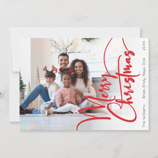 Feestelijke rode script Vrolijk Kerstfeest Volledi Feestdagenkaart (Voorkant)