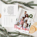 Feestelijke rode script Vrolijke Kerstmis Vertical Feestdagenkaart<br><div class="desc">Vier het seizoen met dit feestelijke rode script Merry Christmas vertical photo holiday briefkaart met een vleugje elegante charme. Het chique ontwerp toont een eenvoudig rood-wit kleurenpalet, dat de gezellige sfeer van de winter oproept. De moderne en unieke aantrekkingskracht en rustieke bewoording creëer zorgt voor een perfecte balans tussen seizoensgebonden...</div>