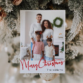 Feestelijke rode script Vrolijke Kerstmis Vertical Feestdagenkaart