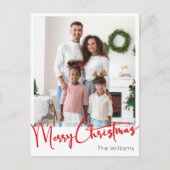 Feestelijke rode script Vrolijke Kerstmis Vertical Feestdagenkaart (Voorkant)