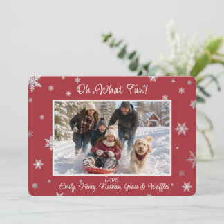 Feestelijke Rode Sneeuwvlok Foto Vakantiekaart Feestdagenkaart