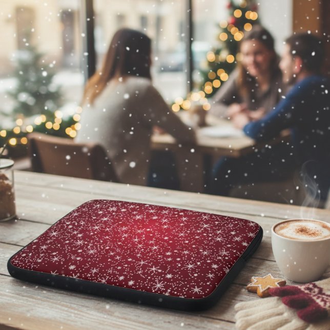 Feestelijke Rode Sneeuwvlok Laptop Sleeve (Creator heeft geüpload)