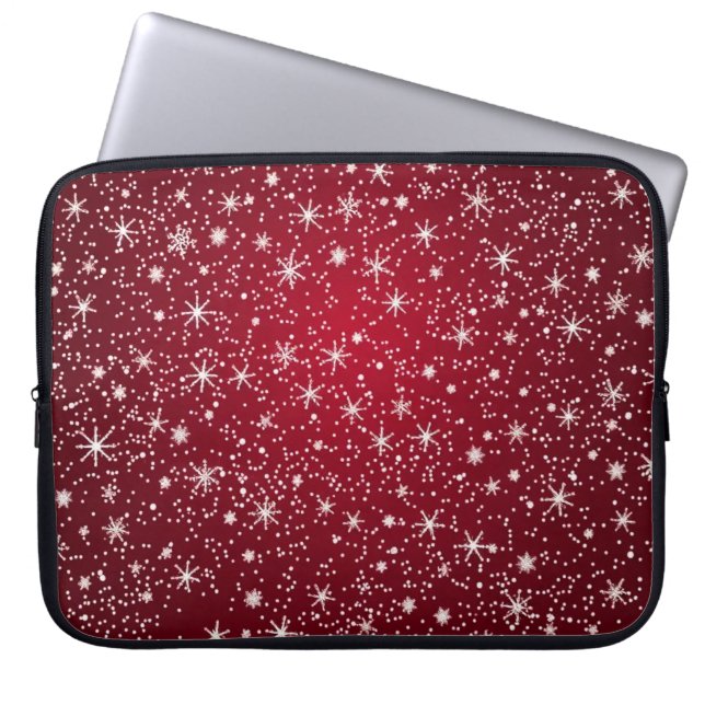 Feestelijke Rode Sneeuwvlok Laptop Sleeve (Voorkant)