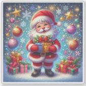 Feestelijke rode Sticker viert kerstfeest (Voorkant)