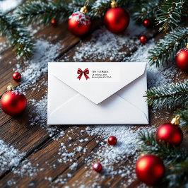 Feestelijke rode strik Kerstmis Etiket