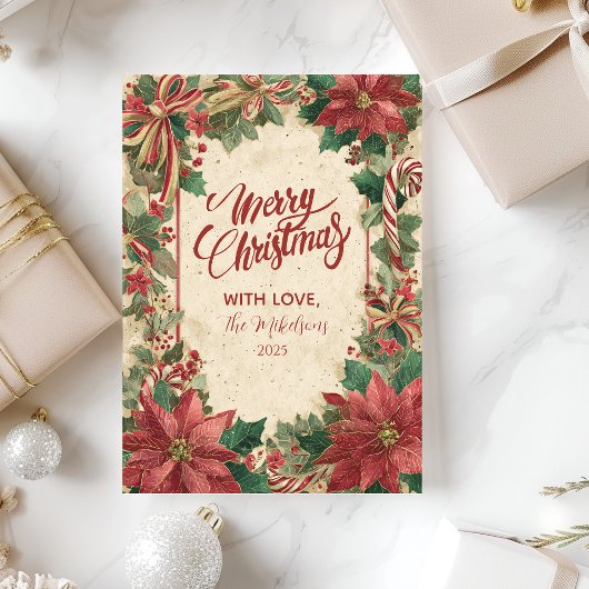 Feestelijke rode strik Kerstmis Feestdagenkaart