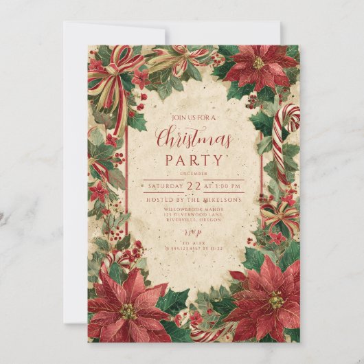 Feestelijke rode strik Kerstmis Kaart (Voorkant)